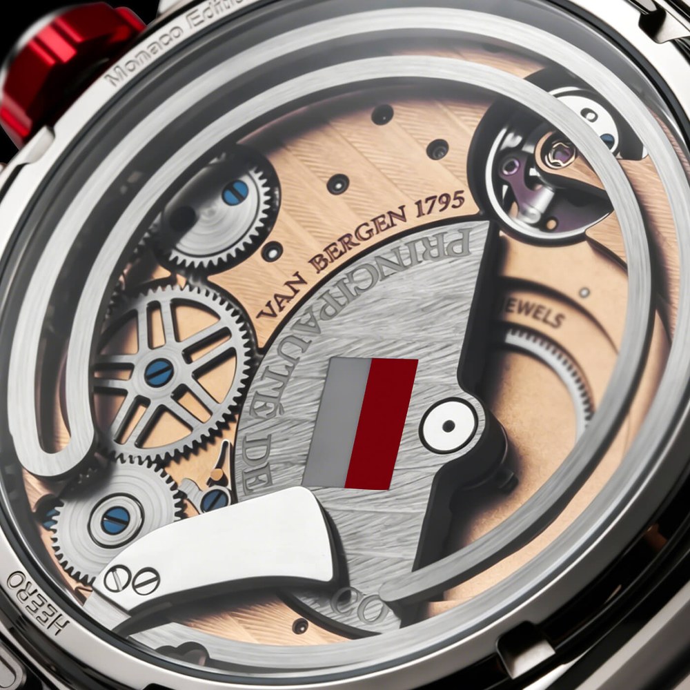 Calibre VBA01 of the Monaco Special Edition, with the flag of the Principality on its micro rotor